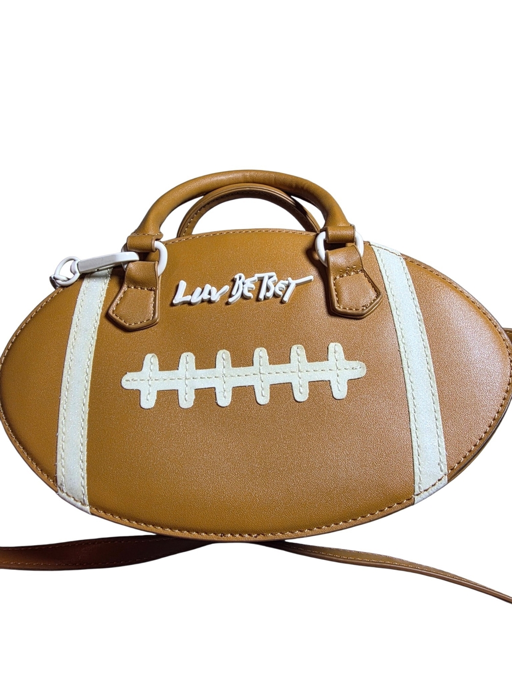Luv Betsey by Betsey Johnson Tan Football Novelty Crossbody Bag Satchel - Picture 7 of 16